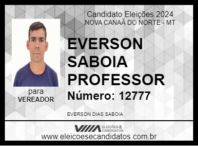 Candidato EVERSON SABOIA PROFESSOR 2024 - NOVA CANAÃ DO NORTE - Eleições