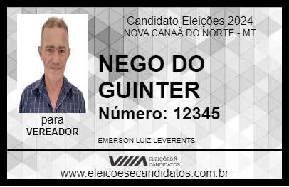 Candidato NEGO DO GUINTER 2024 - NOVA CANAÃ DO NORTE - Eleições