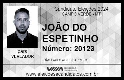 Candidato JOÃO DO ESPETINHO 2024 - CAMPO VERDE - Eleições