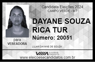 Candidato DAYANE SOUZA RICA TUR 2024 - CAMPO VERDE - Eleições