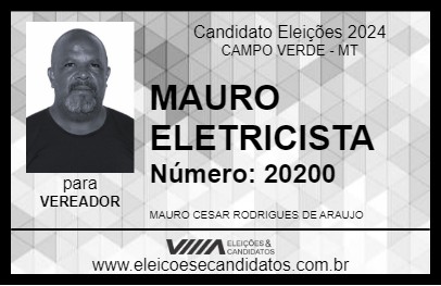 Candidato MAURO ELETRICISTA 2024 - CAMPO VERDE - Eleições