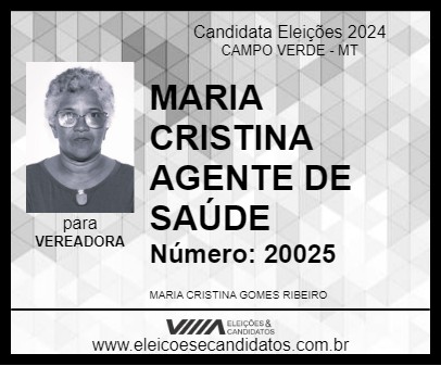 Candidato MARIA CRISTINA AGENTE DE SAÚDE 2024 - CAMPO VERDE - Eleições