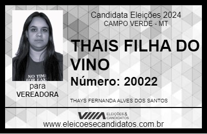 Candidato THAIS FILHA DO VINO 2024 - CAMPO VERDE - Eleições