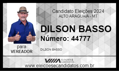 Candidato DILSON BASSO 2024 - ALTO ARAGUAIA - Eleições