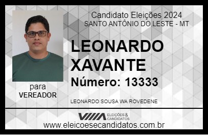 Candidato LEONARDO XAVANTE 2024 - SANTO ANTÔNIO DO LESTE - Eleições