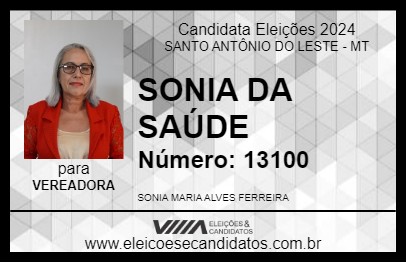 Candidato SONIA DA SAÚDE 2024 - SANTO ANTÔNIO DO LESTE - Eleições