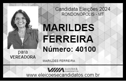 Candidato MARILDES FERREIRA 2024 - RONDONÓPOLIS - Eleições