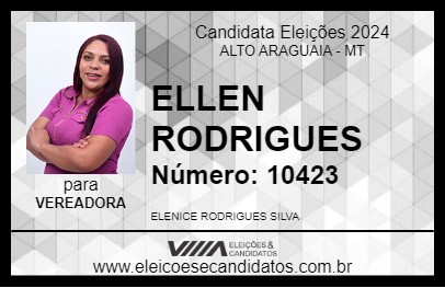 Candidato ELLEN RODRIGUES 2024 - ALTO ARAGUAIA - Eleições