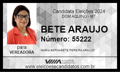 Candidato BETE ARAUJO 2024 - DOM AQUINO - Eleições