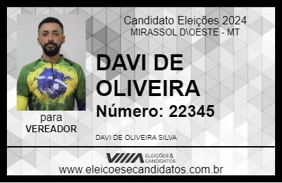 Candidato DAVI DE OLIVEIRA 2024 - MIRASSOL D\OESTE - Eleições