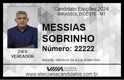 Candidato MESSIAS SOBRINHO 2024 - MIRASSOL D\OESTE - Eleições