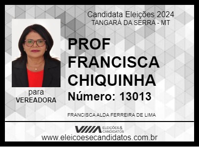 Candidato PROF FRANCISCA  CHIQUINHA 2024 - TANGARÁ DA SERRA - Eleições