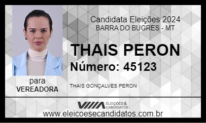 Candidato THAIS PERON 2024 - BARRA DO BUGRES - Eleições