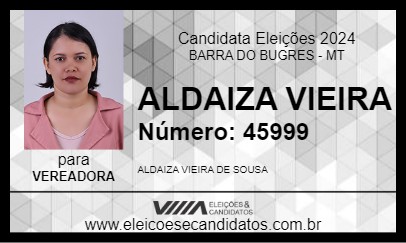 Candidato ALDAIZA VIEIRA 2024 - BARRA DO BUGRES - Eleições