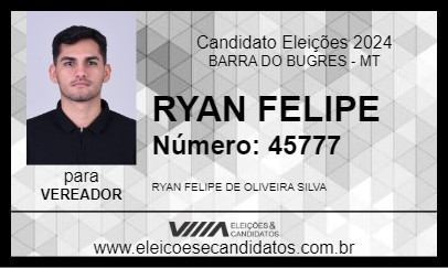 Candidato RYAN FELIPE 2024 - BARRA DO BUGRES - Eleições