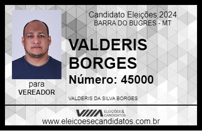 Candidato VALDERIS BORGES 2024 - BARRA DO BUGRES - Eleições