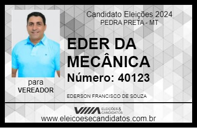 Candidato EDER DA MECÂNICA 2024 - PEDRA PRETA - Eleições