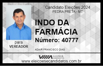 Candidato INDO DA FARMÁCIA 2024 - PEDRA PRETA - Eleições