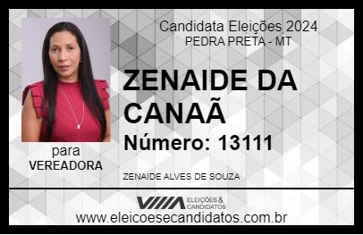 Candidato ZENAIDE DA CANAÃ 2024 - PEDRA PRETA - Eleições