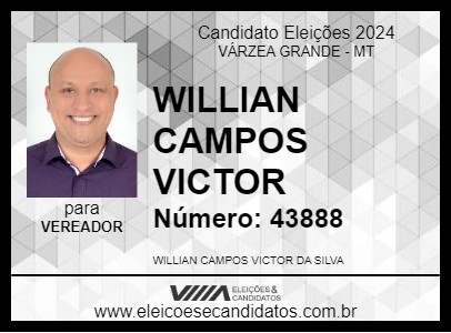 Candidato WILLIAN CAMPOS VICTOR 2024 - VÁRZEA GRANDE - Eleições