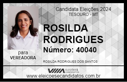 Candidato ROSILDA RODRIGUES 2024 - TESOURO - Eleições