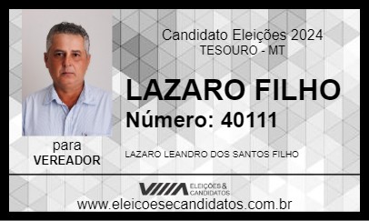 Candidato LAZARO FILHO 2024 - TESOURO - Eleições