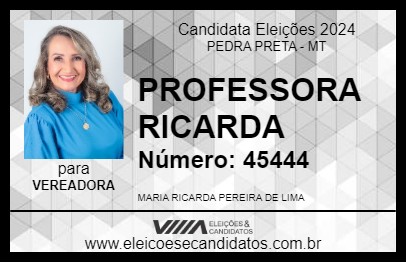 Candidato PROFESSORA RICARDA 2024 - PEDRA PRETA - Eleições