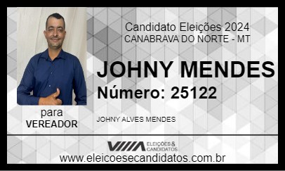 Candidato JOHNY MENDES 2024 - CANABRAVA DO NORTE - Eleições