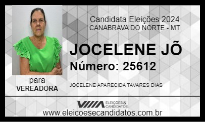 Candidato JOCELENE JÕ 2024 - CANABRAVA DO NORTE - Eleições