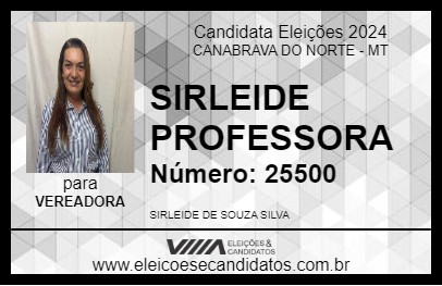 Candidato SIRLEIDE PROFESSORA 2024 - CANABRAVA DO NORTE - Eleições