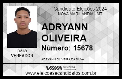 Candidato ADRYANN OLIVEIRA 2024 - NOVA MARILÂNDIA - Eleições