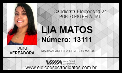 Candidato LIA MATOS 2024 - PORTO ESTRELA - Eleições