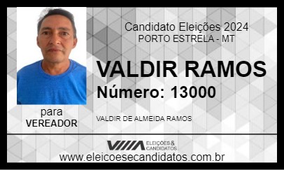 Candidato VALDIR RAMOS 2024 - PORTO ESTRELA - Eleições