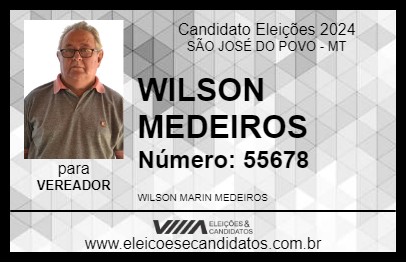 Candidato WILSON MEDEIROS 2024 - SÃO JOSÉ DO POVO - Eleições