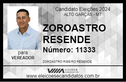 Candidato ZOROASTRO RESENDE 2024 - ALTO GARÇAS - Eleições