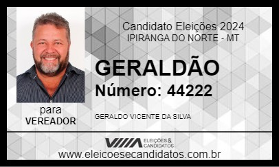 Candidato GERALDÃO 2024 - IPIRANGA DO NORTE - Eleições