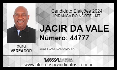 Candidato JACIR DA VALE 2024 - IPIRANGA DO NORTE - Eleições