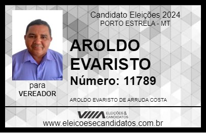 Candidato AROLDO EVARISTO 2024 - PORTO ESTRELA - Eleições