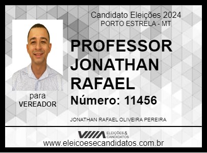 Candidato PROFESSOR JONATHAN RAFAEL 2024 - PORTO ESTRELA - Eleições