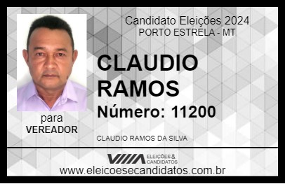 Candidato CLAUDIO RAMOS 2024 - PORTO ESTRELA - Eleições