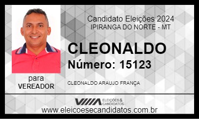 Candidato CLEONALDO 2024 - IPIRANGA DO NORTE - Eleições