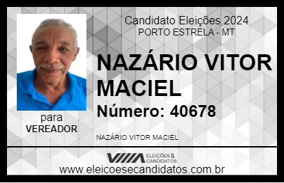 Candidato NAZÁRIO VITOR MACIEL 2024 - PORTO ESTRELA - Eleições