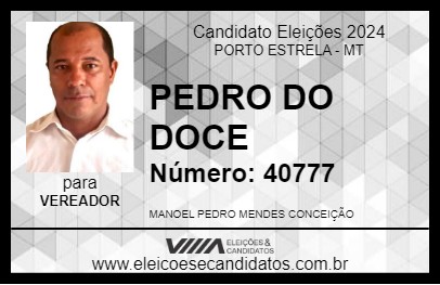 Candidato PEDRO DO DOCE 2024 - PORTO ESTRELA - Eleições