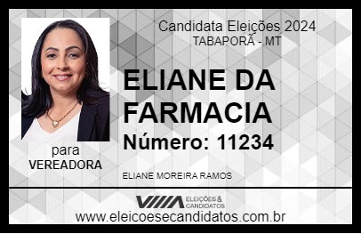 Candidato ELIANE DA FARMACIA 2024 - TABAPORÃ - Eleições