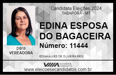 Candidato EDINA ESPOSA DO BAGACEIRA 2024 - TABAPORÃ - Eleições