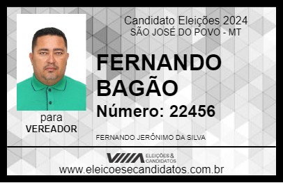 Candidato FERNANDO BAGÃO 2024 - SÃO JOSÉ DO POVO - Eleições