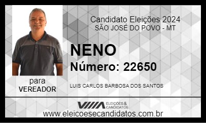 Candidato NENO 2024 - SÃO JOSÉ DO POVO - Eleições