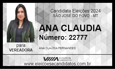 Candidato ANA CLAUDIA 2024 - SÃO JOSÉ DO POVO - Eleições