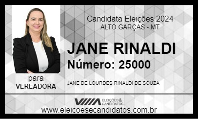 Candidato JANE RINALDI 2024 - ALTO GARÇAS - Eleições