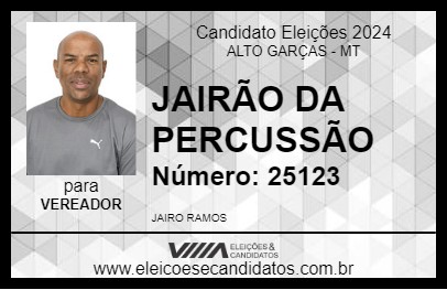 Candidato JAIRÃO DA PERCUSSÃO 2024 - ALTO GARÇAS - Eleições